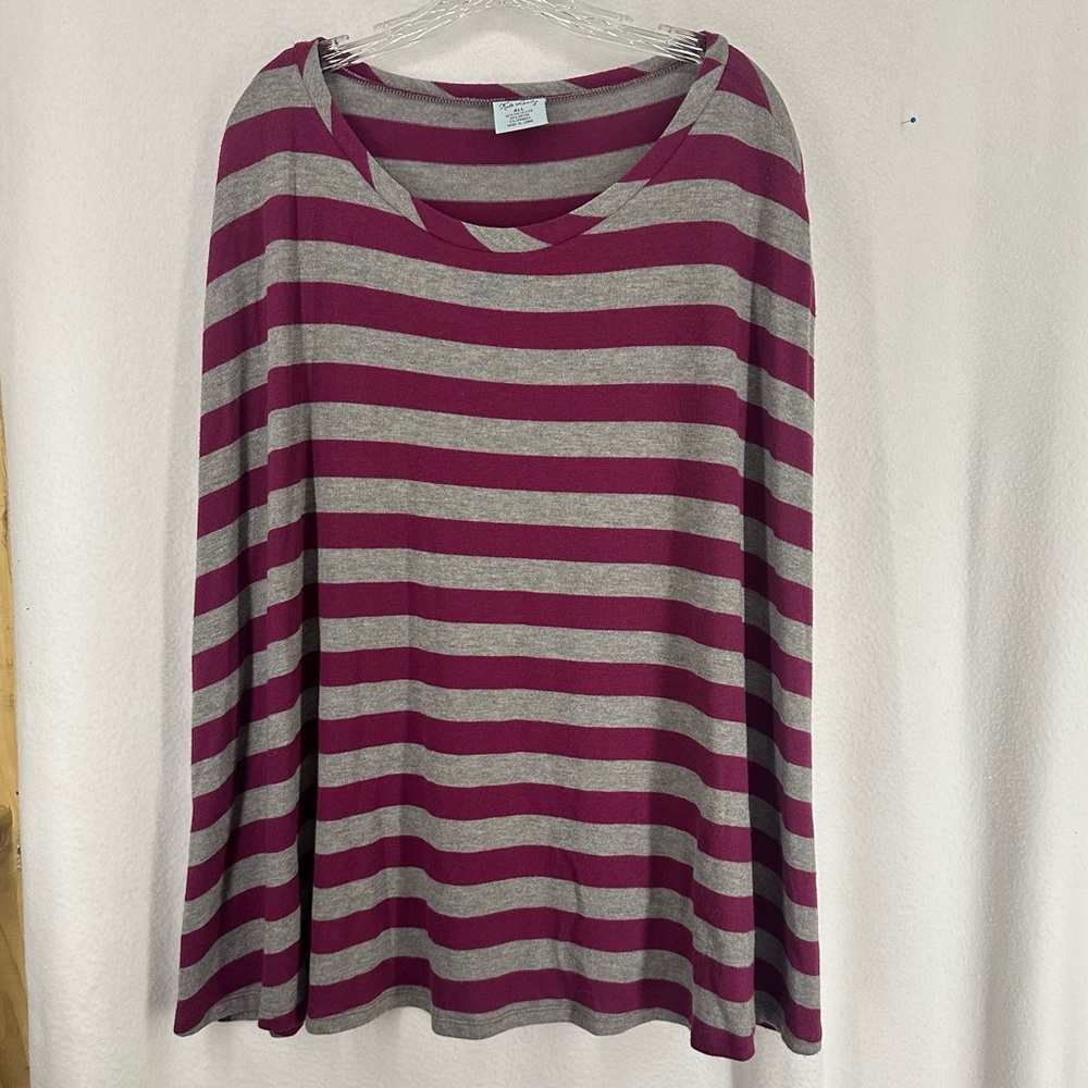 Kate Landry Striped‎ Arm Cutout Top Womens Large Pink Y2K